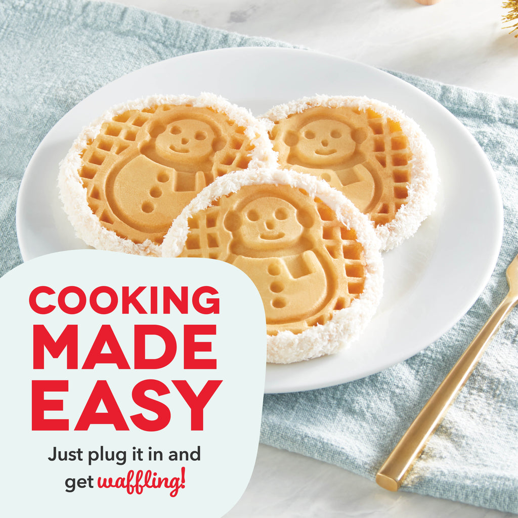 Ceramic Nonstick Snowman Mini Waffle Maker